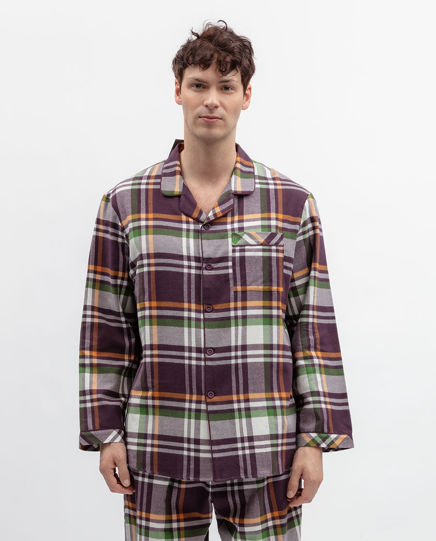 Wild Slumber Mens Lightly Brushed Check Pyjama Top