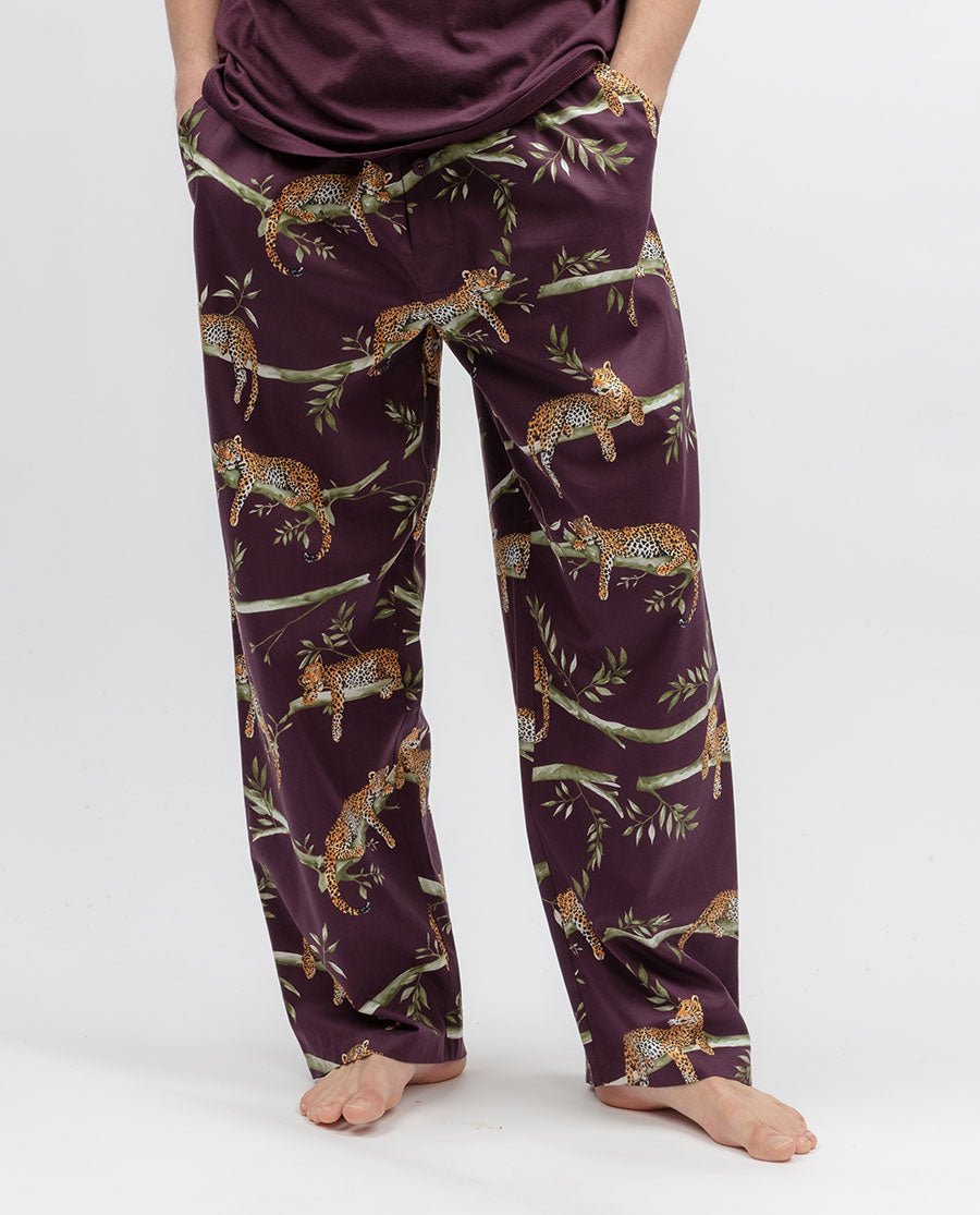 Wild Slumber Mens Leopard Print Pyjama Bottoms