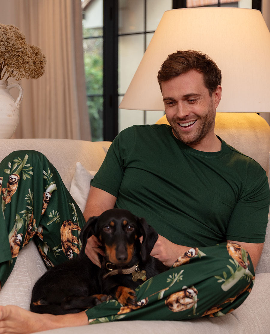 Ember Mens Jersey T-shirt and Sloth Print Pyjama Set