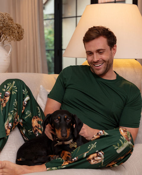 Ember Mens Jersey T-shirt and Sloth Print Pyjama Set