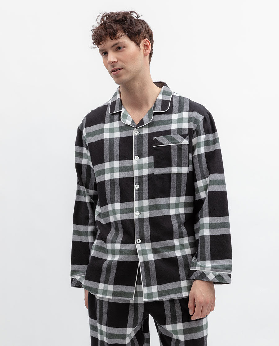 Mens Brushed Check Pyjama Top