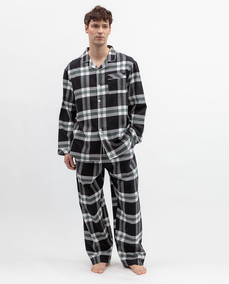 Black Brushed Checks Matching Family Pyjama Set