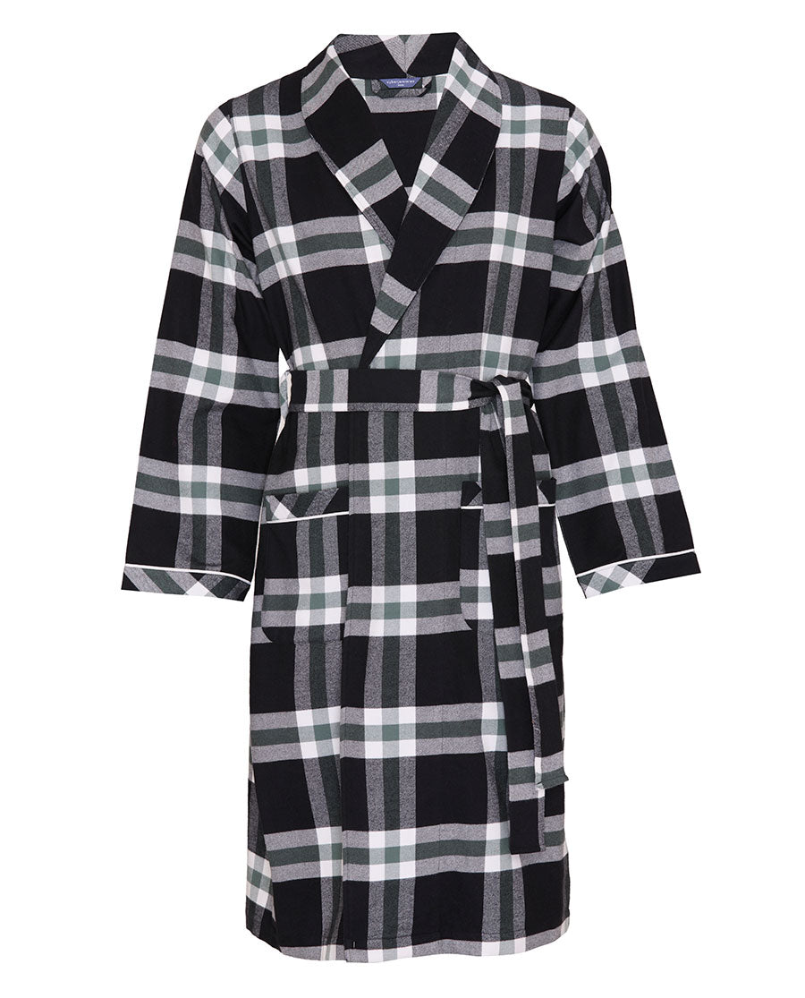 Mens Brushed Check Long Dressing Gown