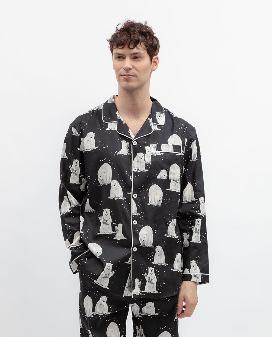 Mens Polar Bear Print Pyjama Top