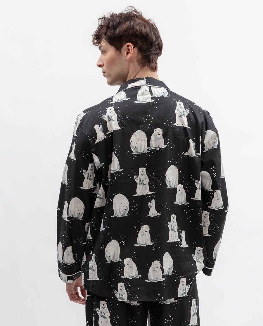 Mens Polar Bear Print Pyjama Top