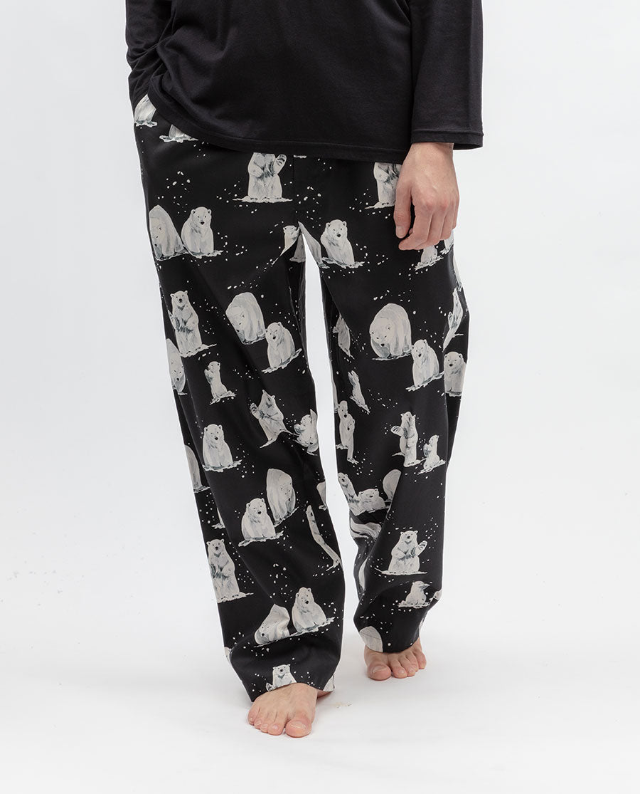Mens Polar Bear Print Pyjama Bottoms