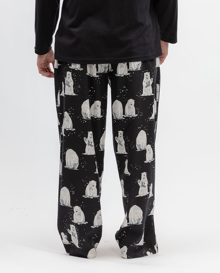 Mens Polar Bear Print Pyjama Bottoms