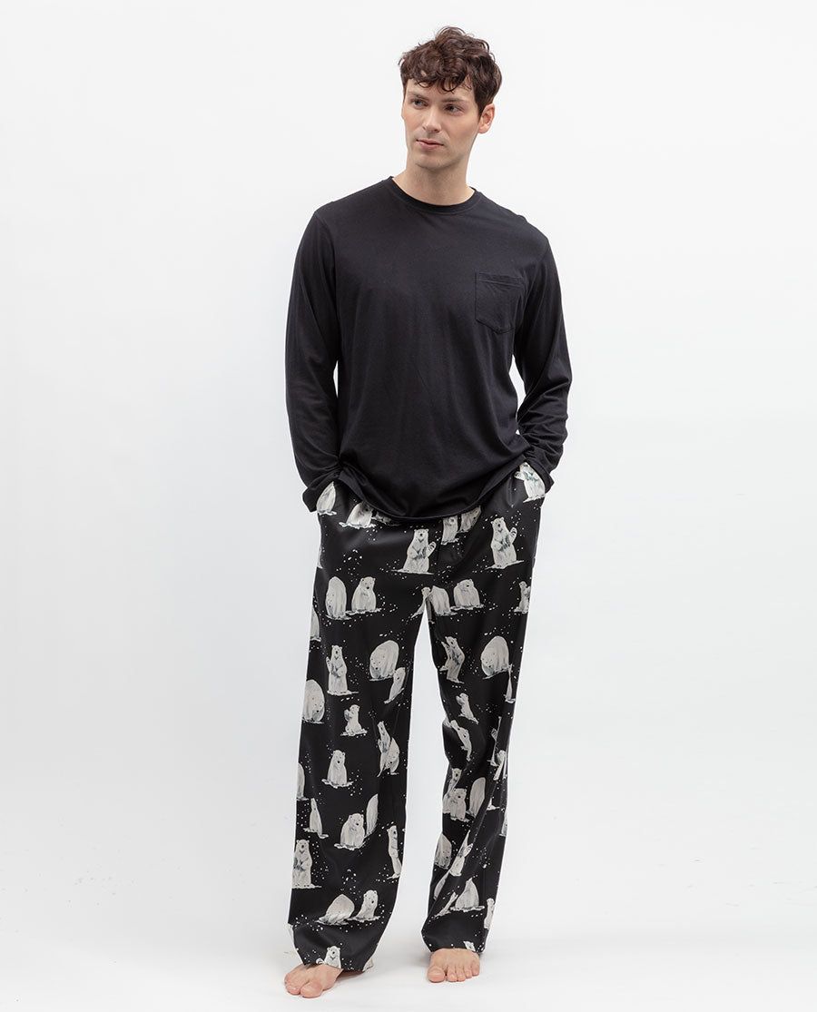 Mens Polar Bear Print Pyjama Bottoms