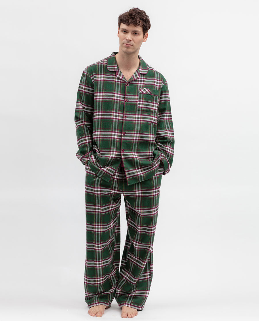 Green Brushed Checks Matching Family Pyjama Set