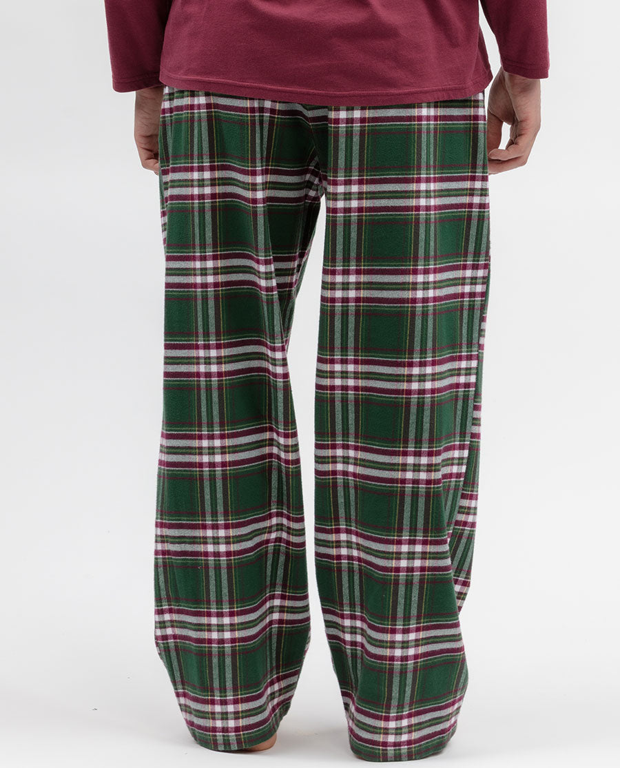 Mens Green Brushed Check Pyjama Bottoms