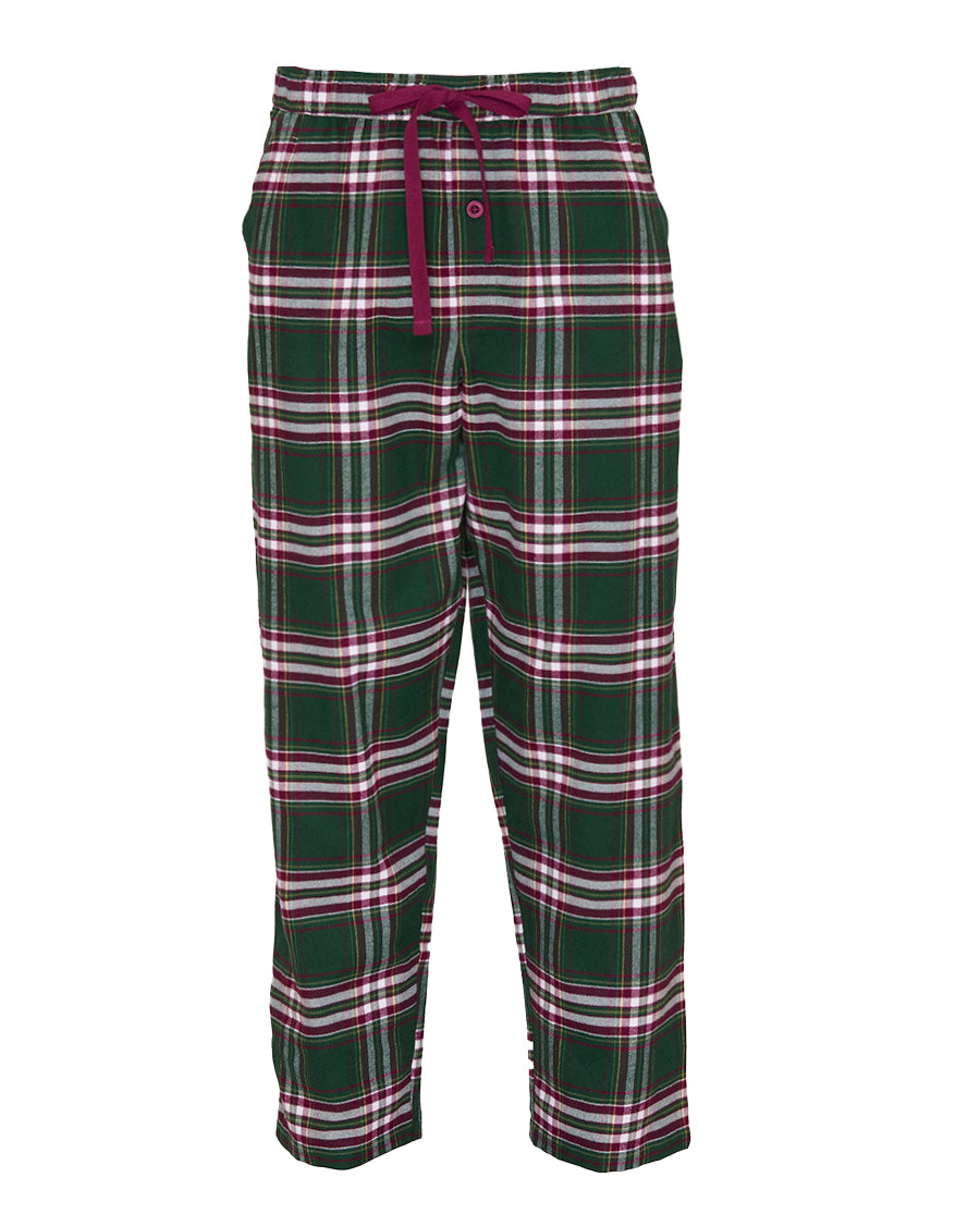 Mens Green Brushed Check Pyjama Bottoms