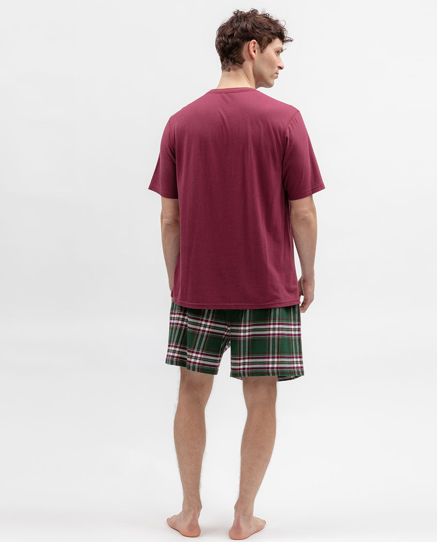 Mens Green Brushed Check Shorts