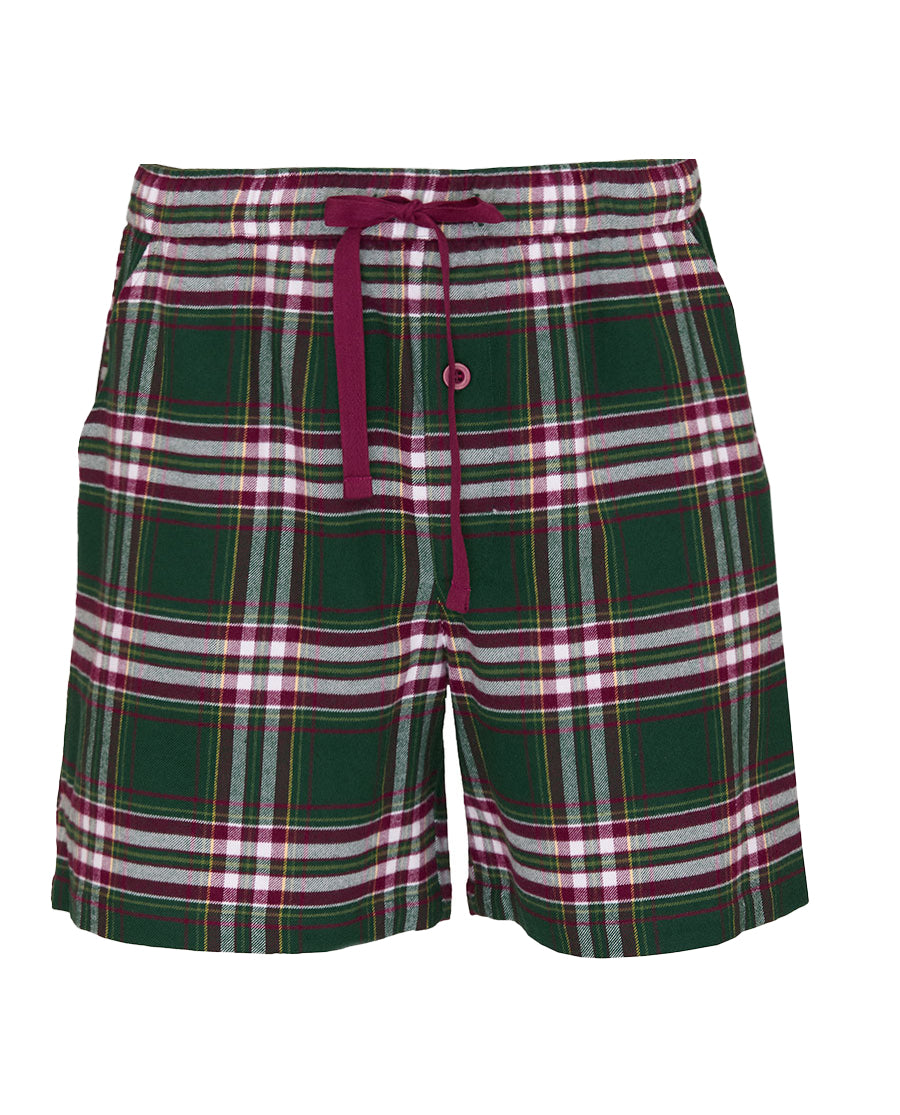Mens Green Brushed Check Shorts