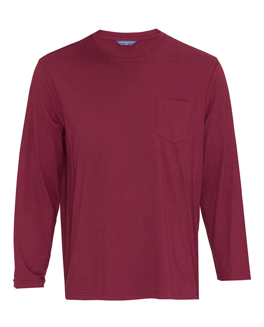Mens Red Long Sleeve Jersey T-shirt