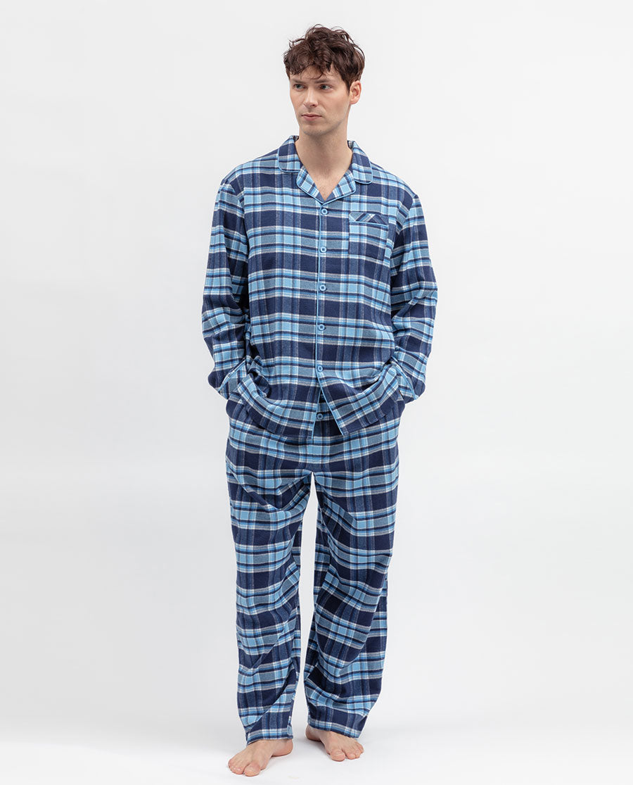 Blue Brushed Check Matching Family Pyjama Set