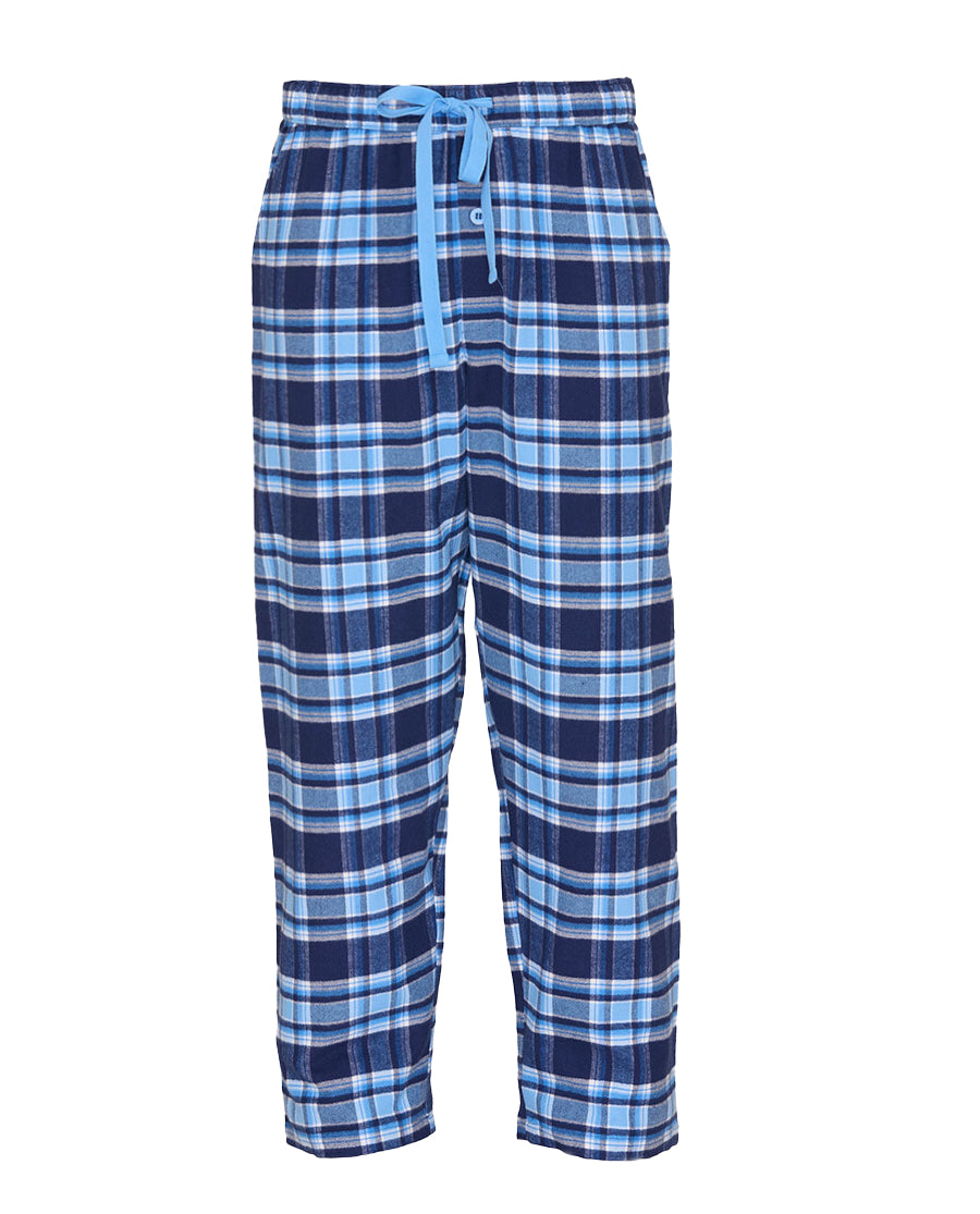 Mens Blue Brushed Check Pyjama Bottoms