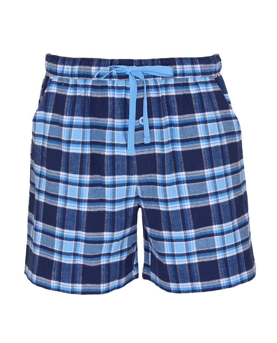 Mens Blue Brushed Check Shorts