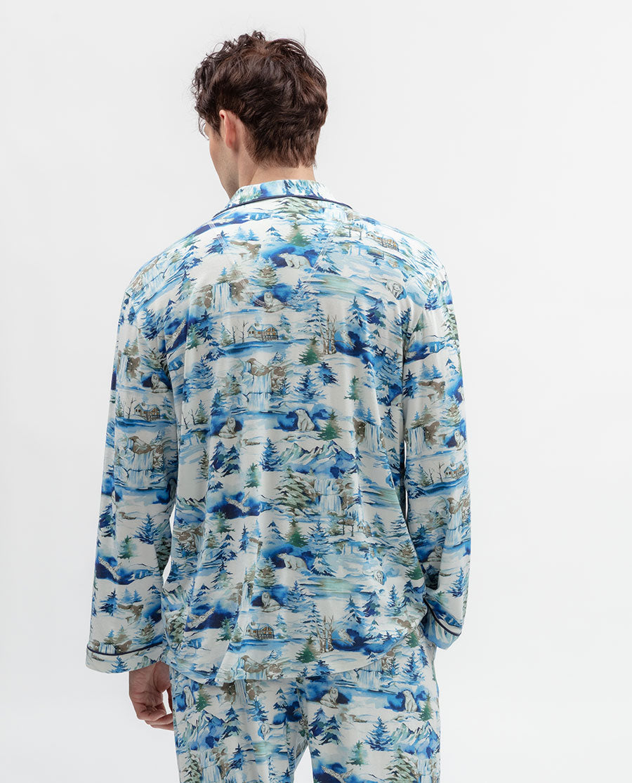Mens Winterscape Printed Jersey Pyjama Top