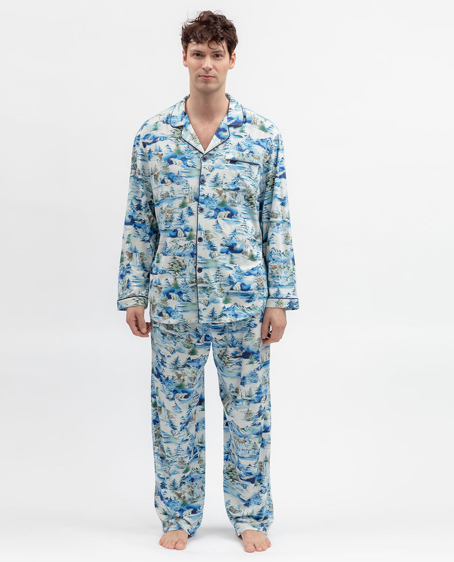 Mens Winterscape Printed Jersey Pyjama Top