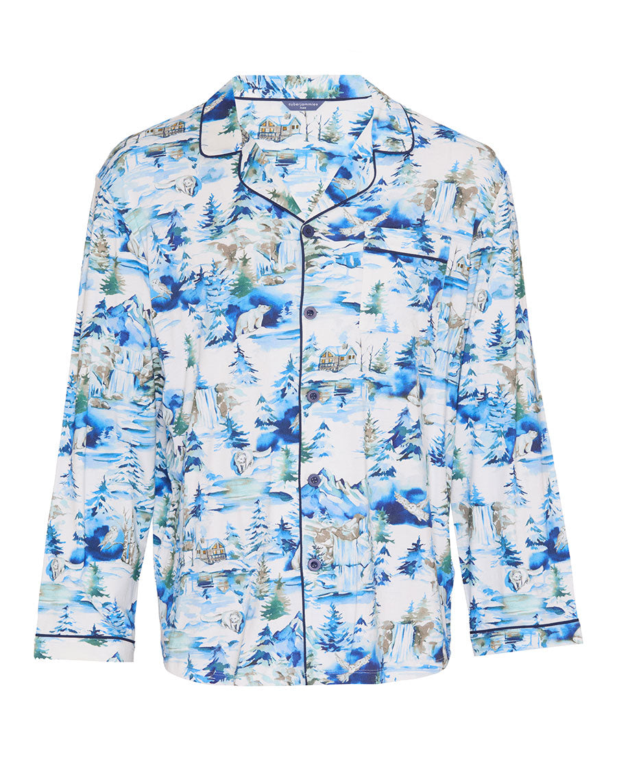 Mens Winterscape Printed Jersey Pyjama Top