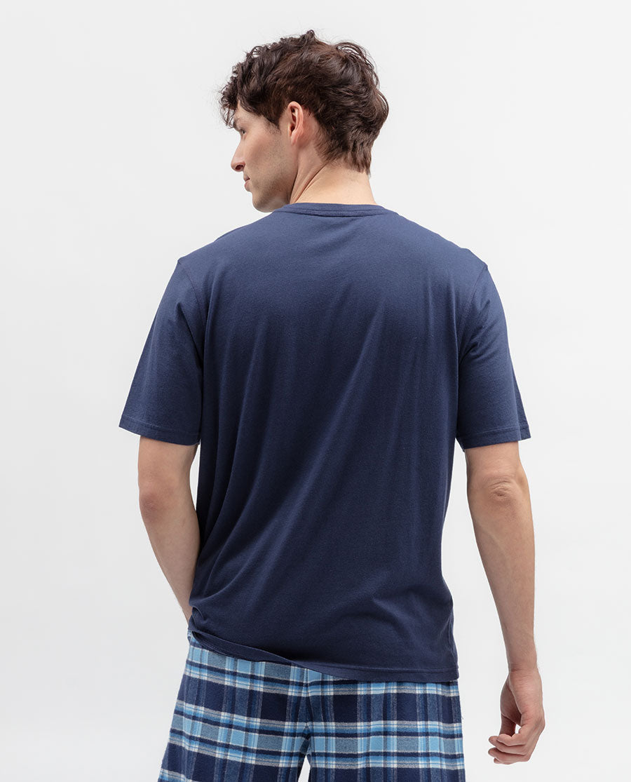 Mens Blue Short Sleeve Jersey T-shirt