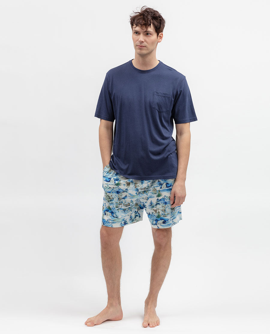 Mens Blue Short Sleeve Jersey T-shirt