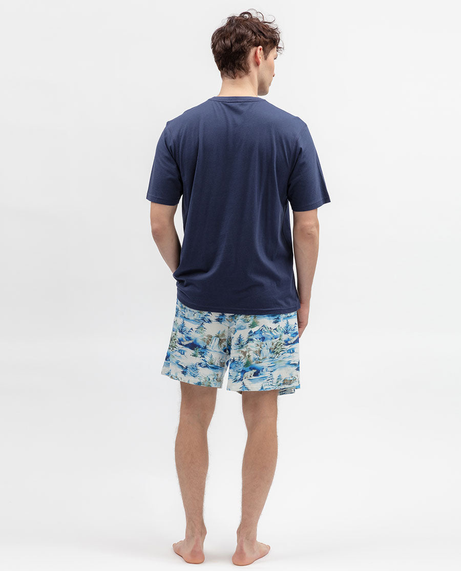 Mens Blue Short Sleeve Jersey T-shirt