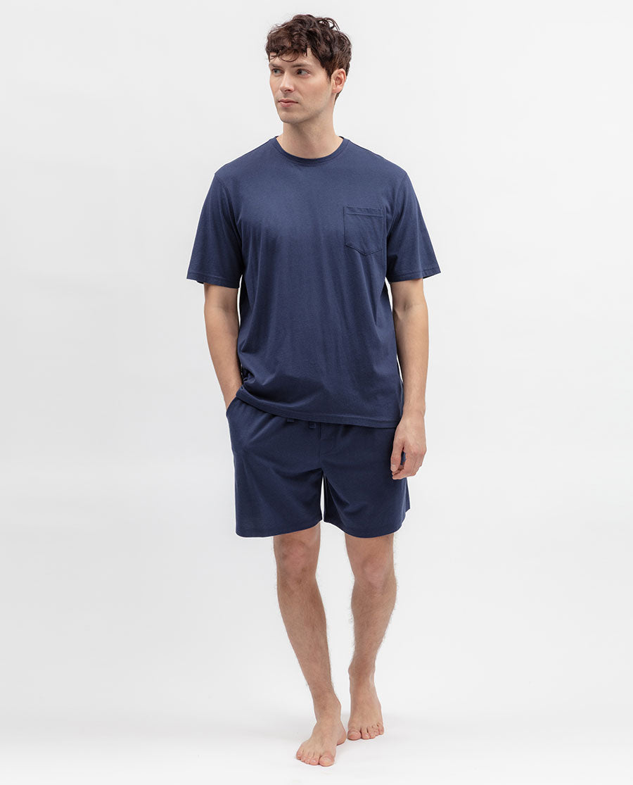 Mens Blue Short Sleeve Jersey T-shirt