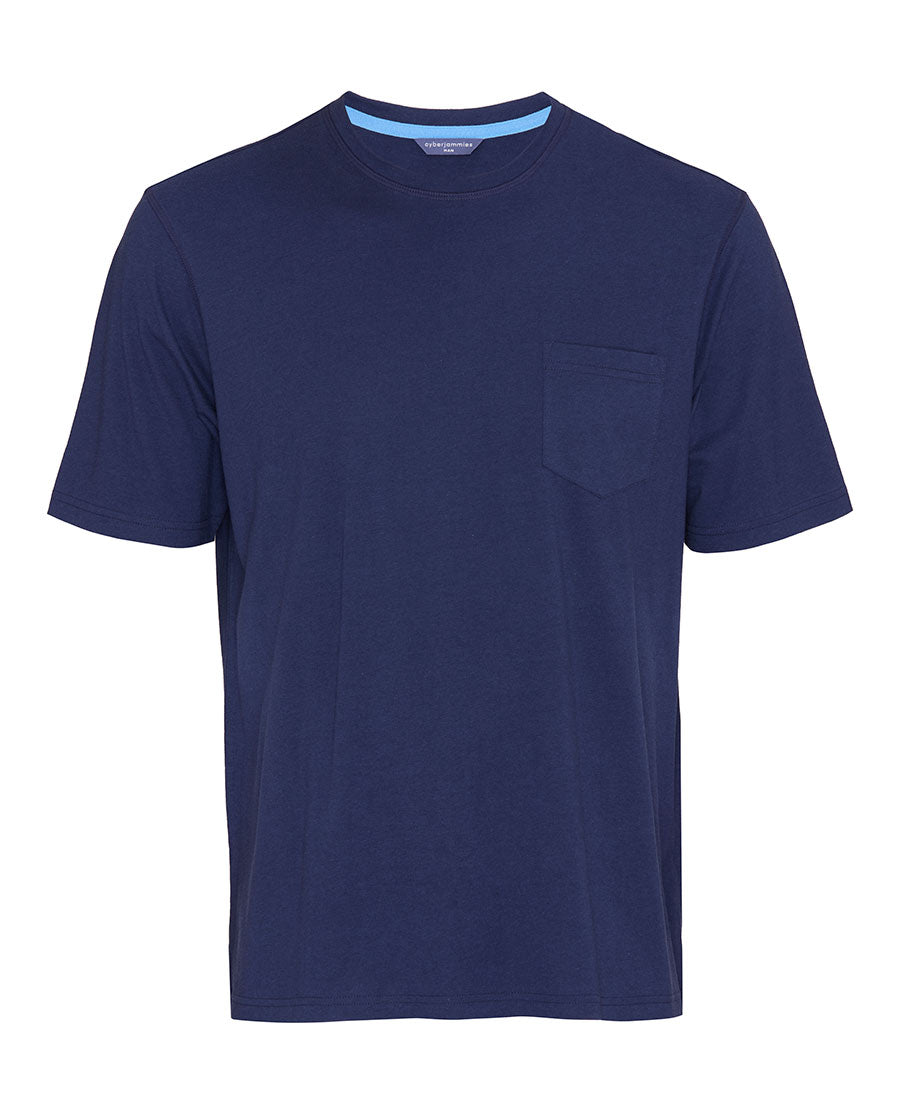Mens Blue Short Sleeve Jersey T-shirt