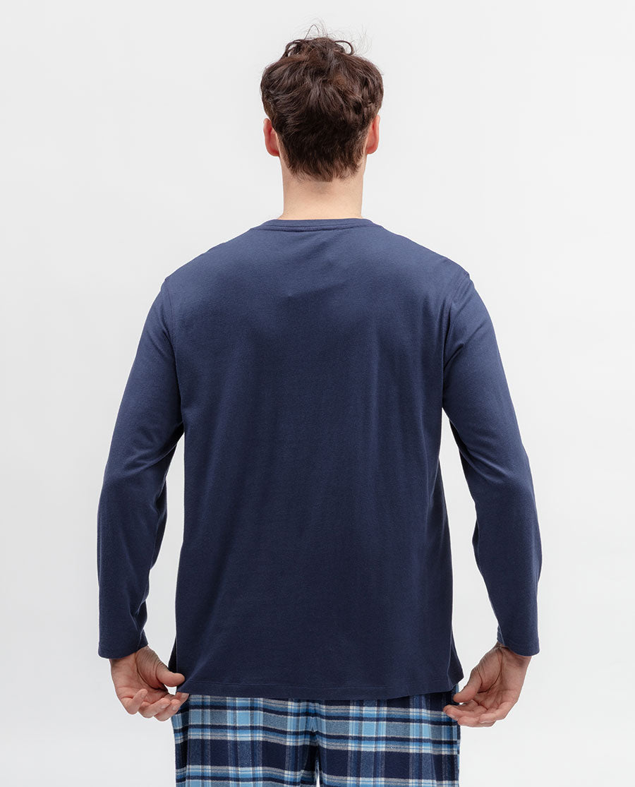 Mens Navy Long Sleeve Jersey T-shirt