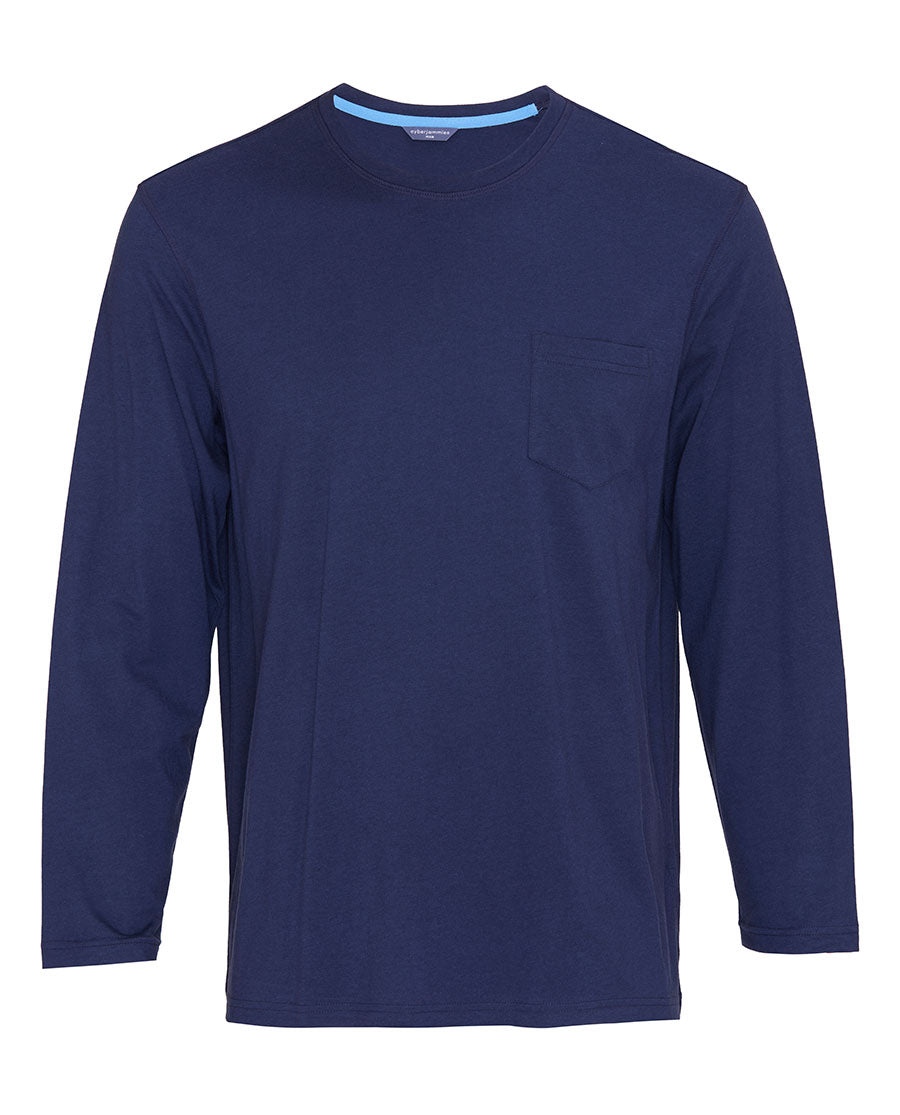 Mens Navy Long Sleeve Jersey T-shirt