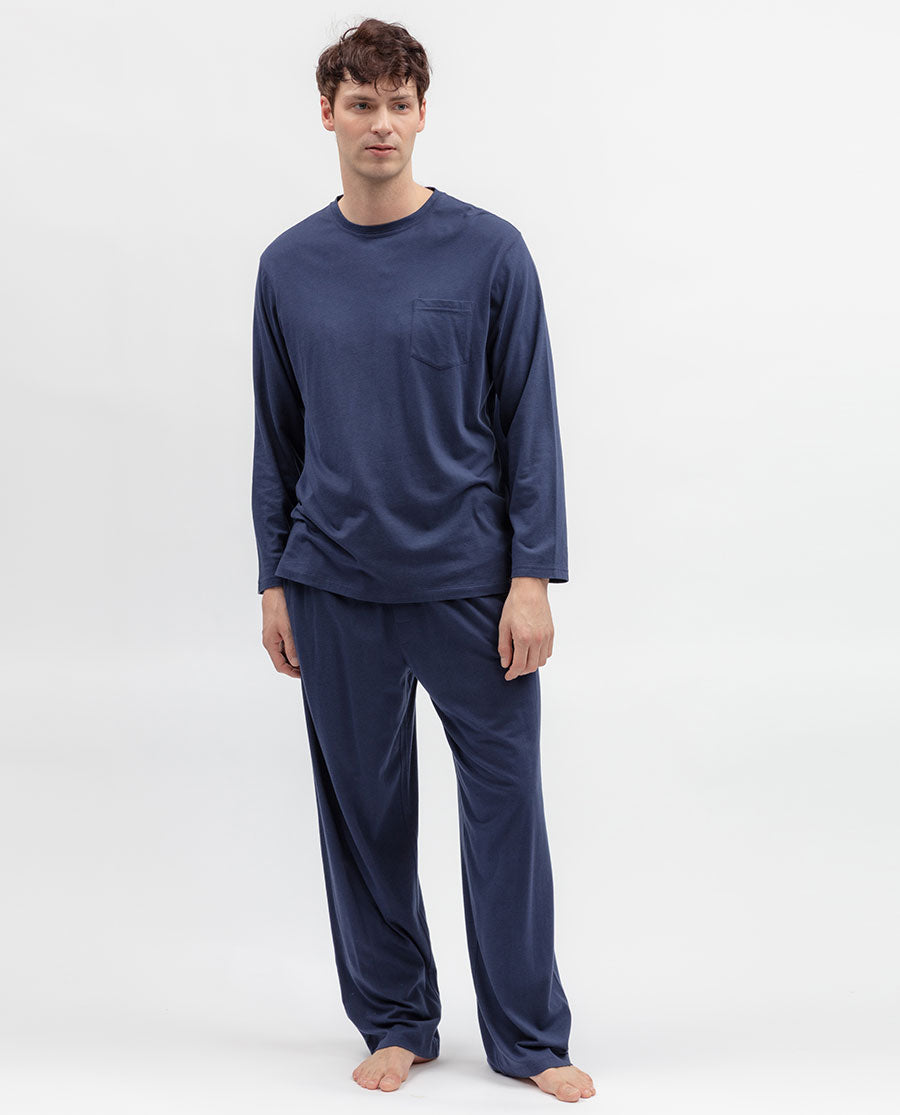 Mens Navy Jersey Pyjama Bottoms