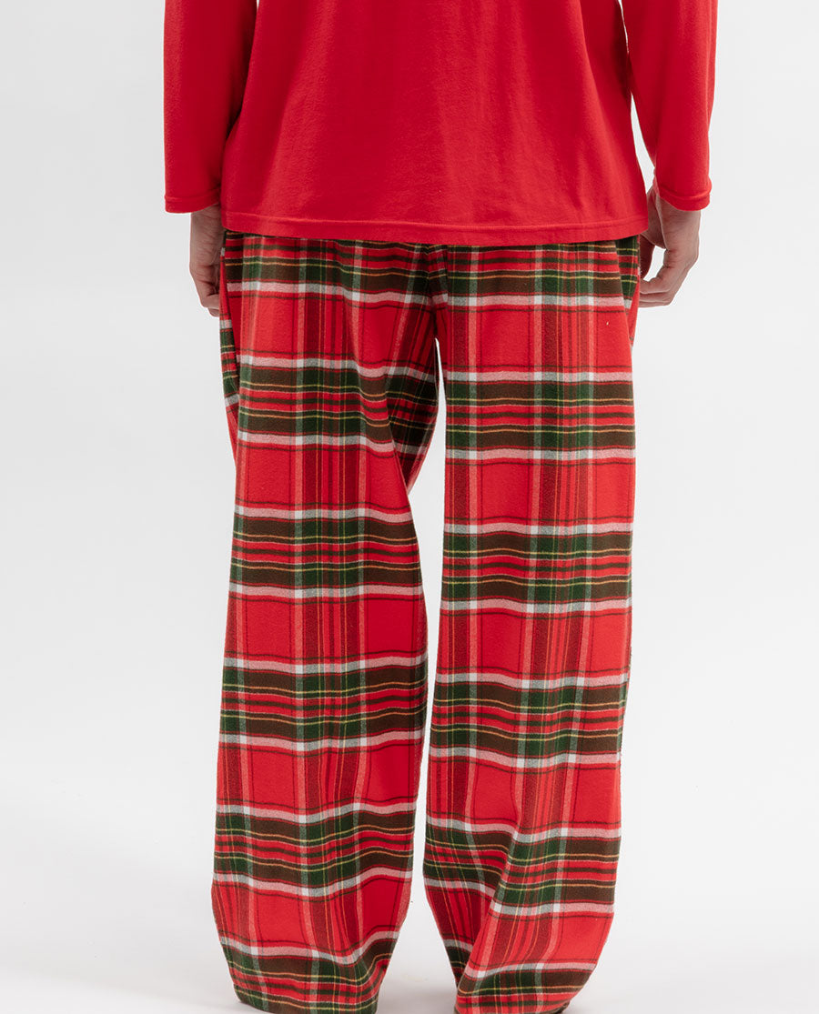 Mens Red Brushed Check Pyjama Bottoms