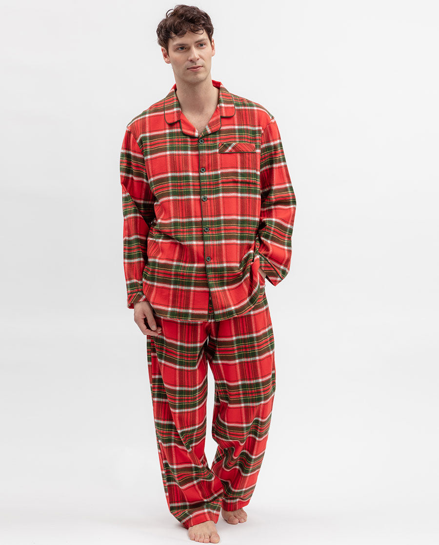 Mens Red Brushed Check Pyjama Bottoms