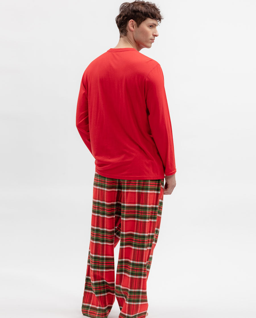 Mens Red Brushed Check Pyjama Bottoms