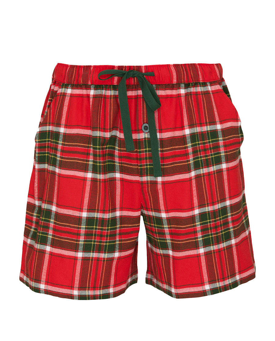 Mens Red Brushed Check Shorts