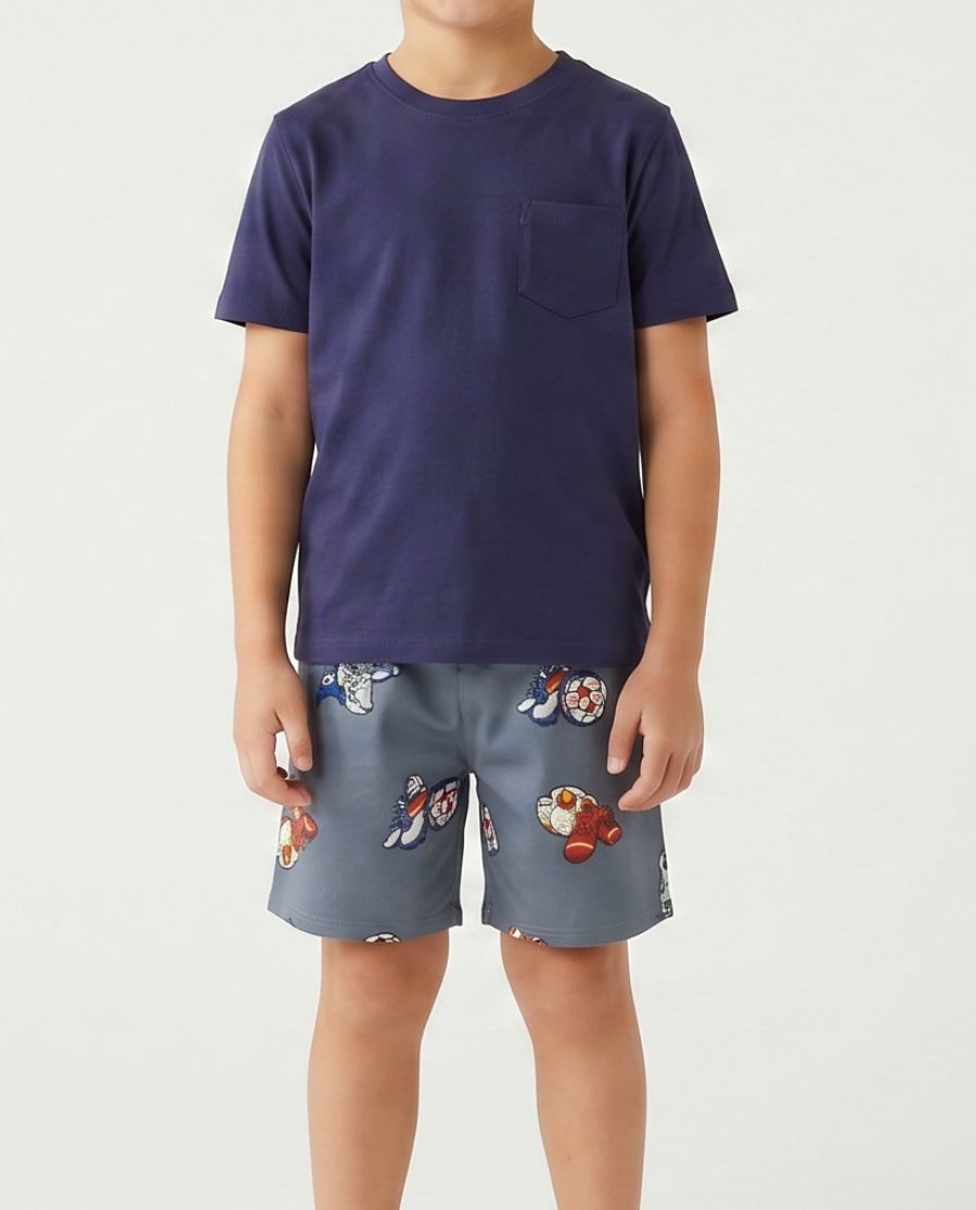 Striker Boys Jersey T-shirt and Football Print Shorty Set