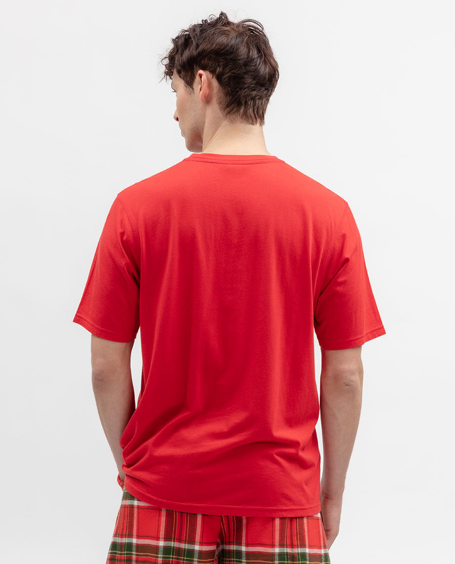 Mens Red Short Sleeve Jersey T-shirt