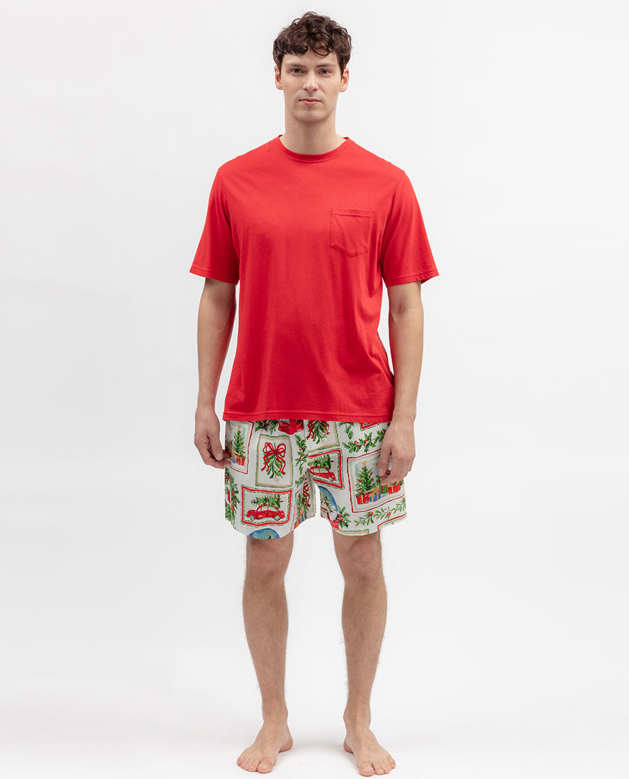 Mens Red Short Sleeve Jersey T-shirt