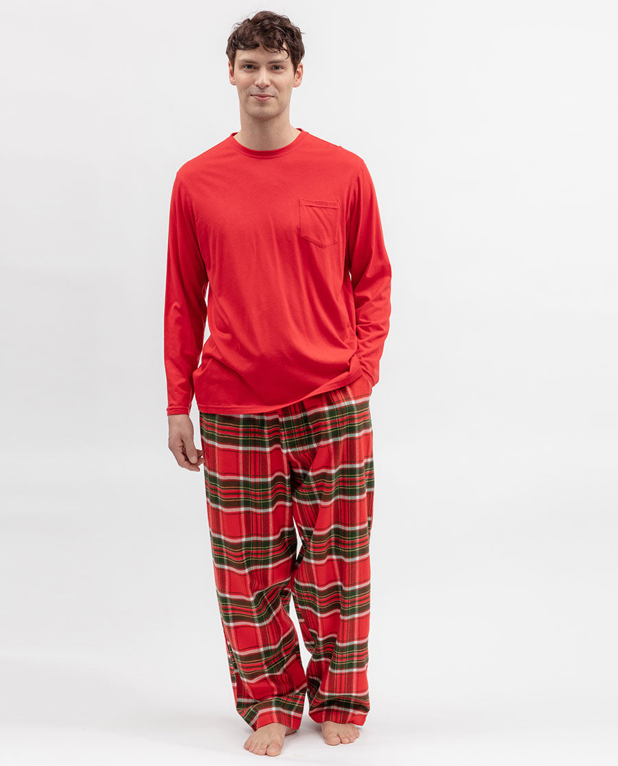 Mens Red Long Sleeve Jersey T-shirt