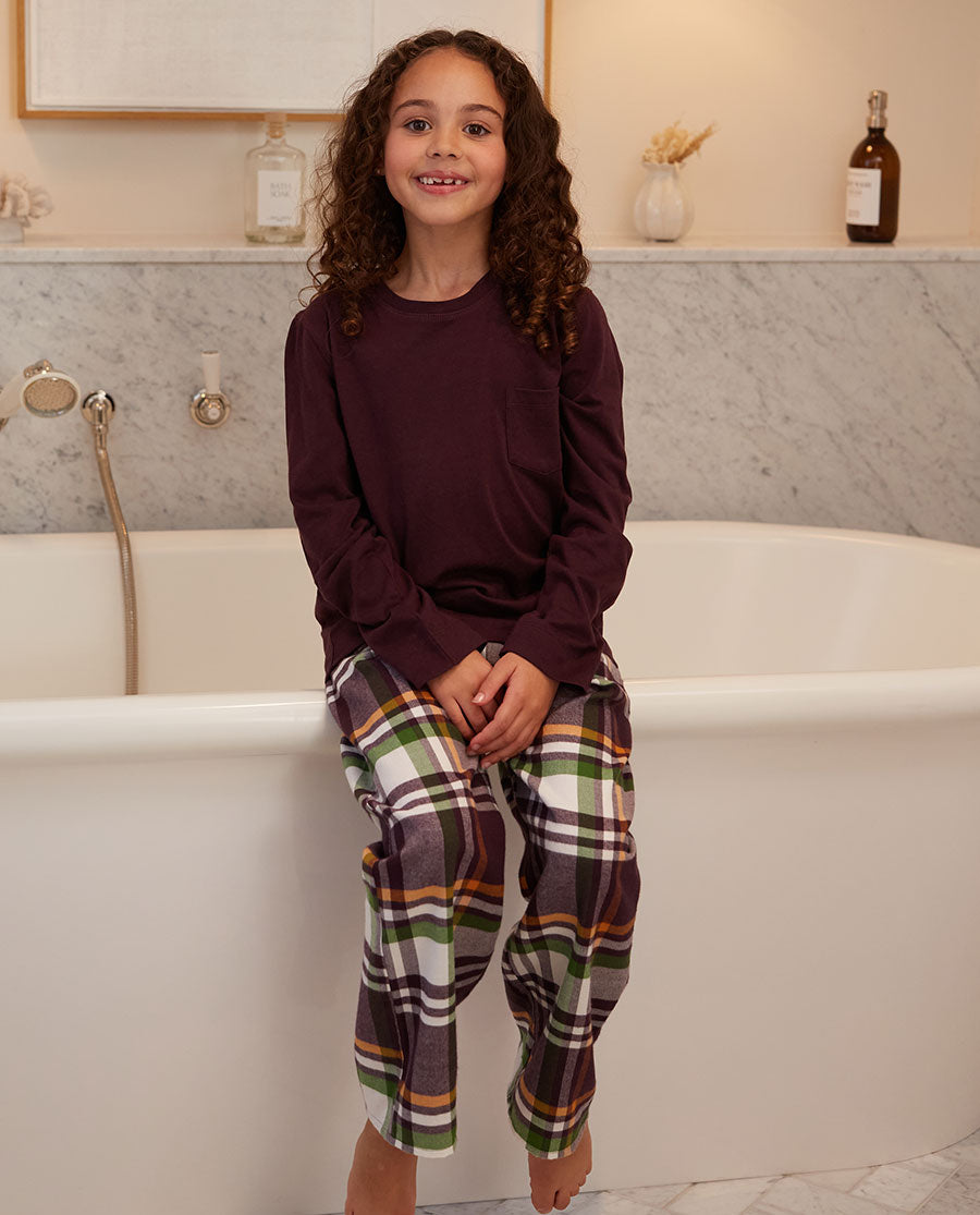 Wild Slumber Kids Unisex Jersey T-shirt and Lightly Brushed Check Pyjama Set