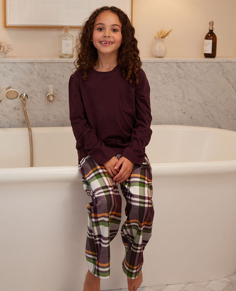 Wild Slumber Kids Unisex Jersey T-shirt and Lightly Brushed Check Pyjama Set