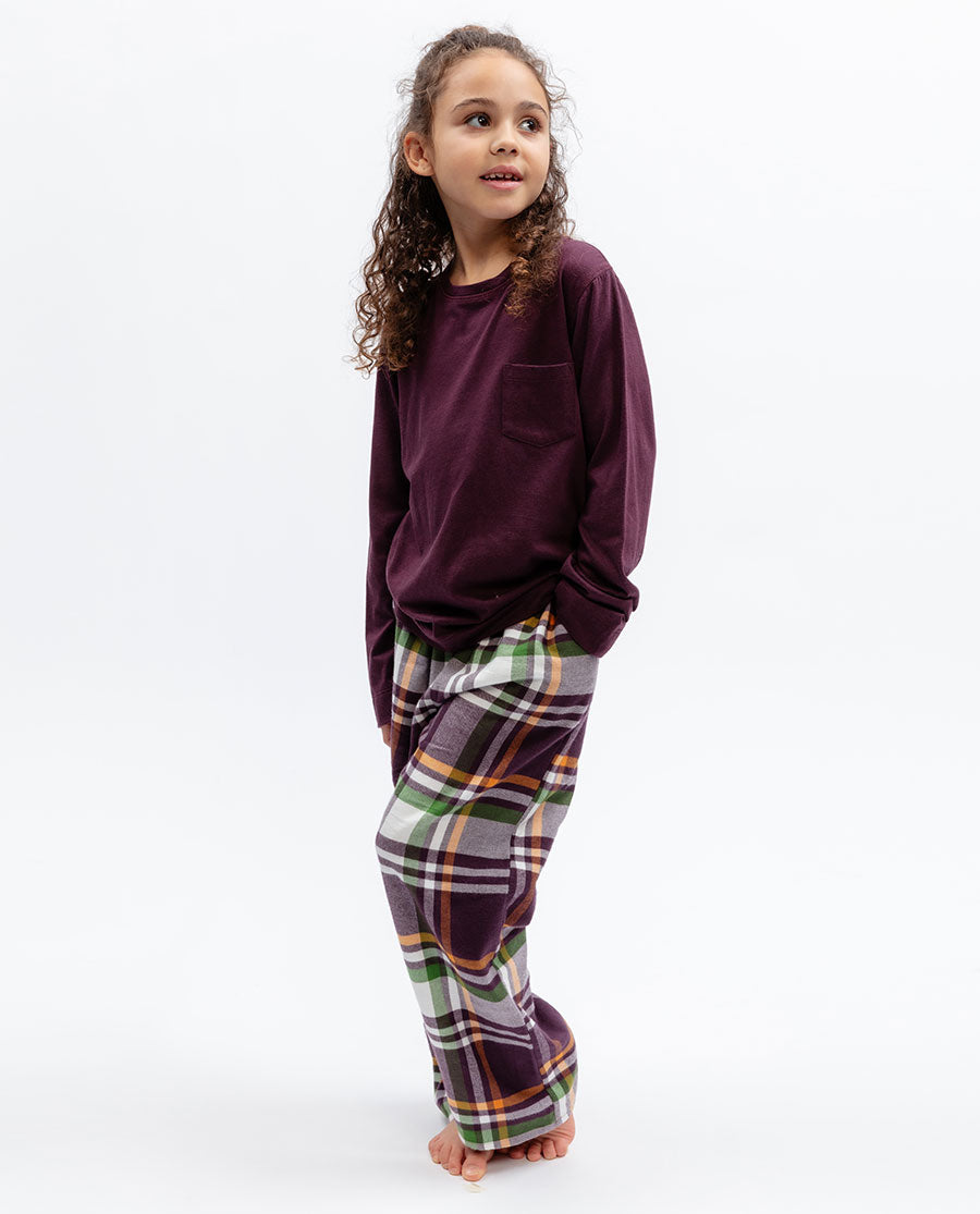 Wild Slumber Kids Unisex Jersey T-shirt and Lightly Brushed Check Pyjama Set