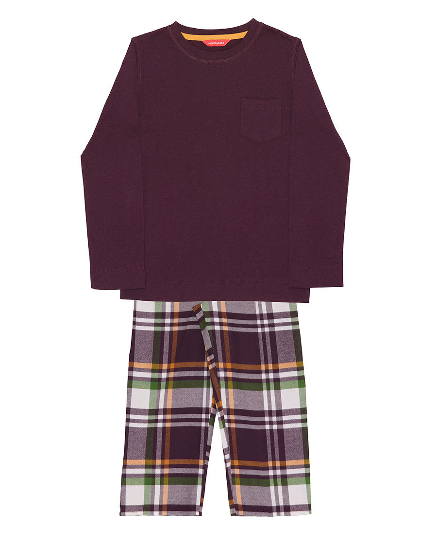 Wild Slumber Kids Unisex Jersey T-shirt and Lightly Brushed Check Pyjama Set