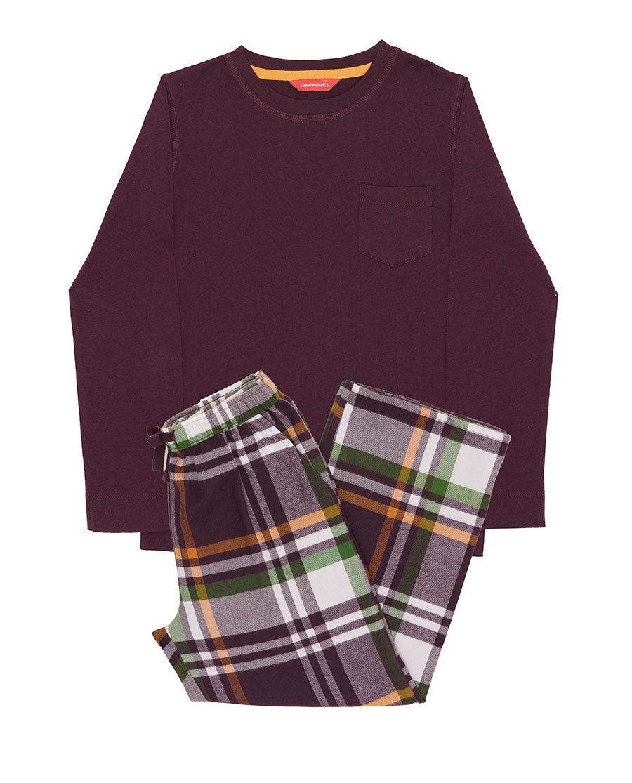 Wild Slumber Kids Unisex Jersey T-shirt and Lightly Brushed Check Pyjama Set