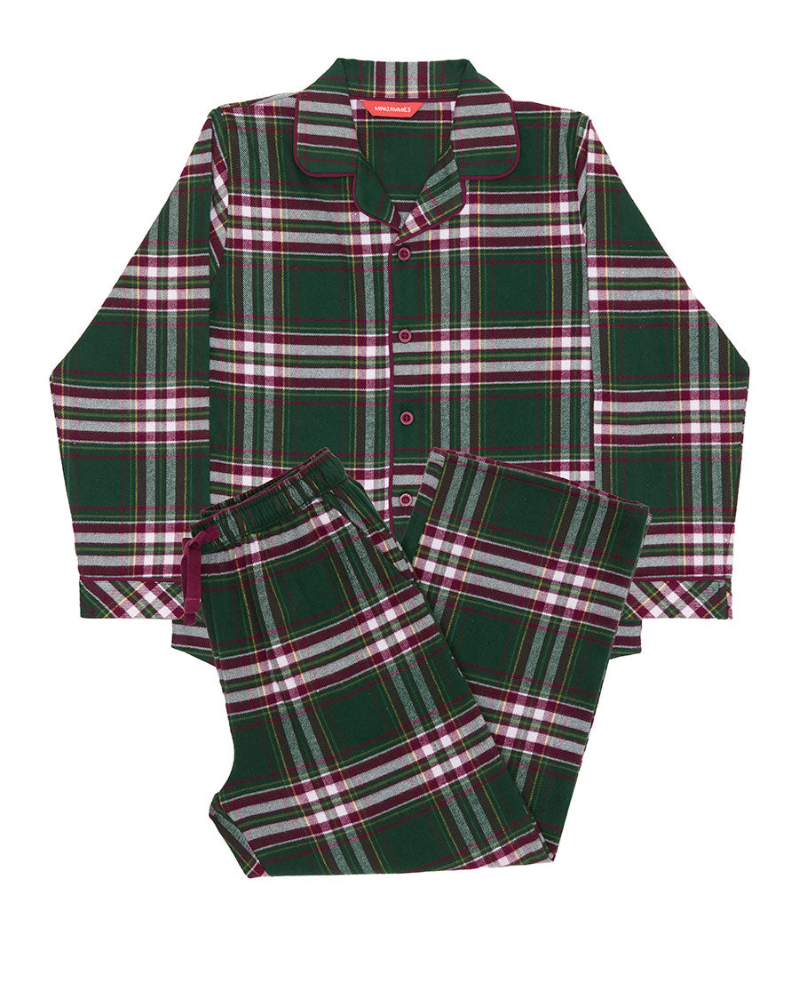Kids Unisex Green Brushed Check Pyjama Set