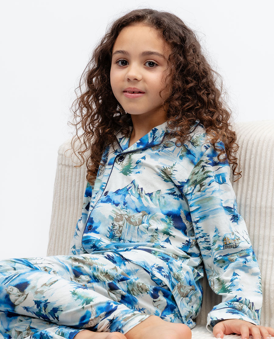 Kids Unisex Winterscape Printed Jersey Pyjama Set