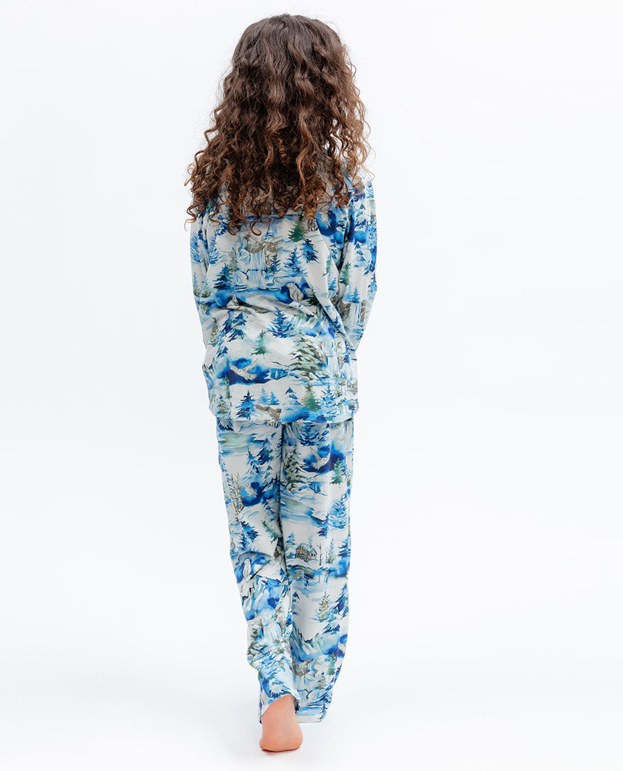 Kids Unisex Winterscape Printed Jersey Pyjama Set