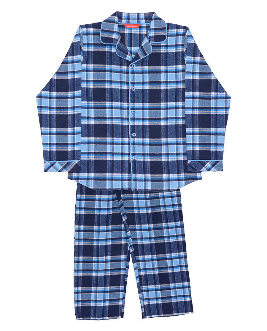 Kids Blue Unisex Brushed Check Pyjama Set