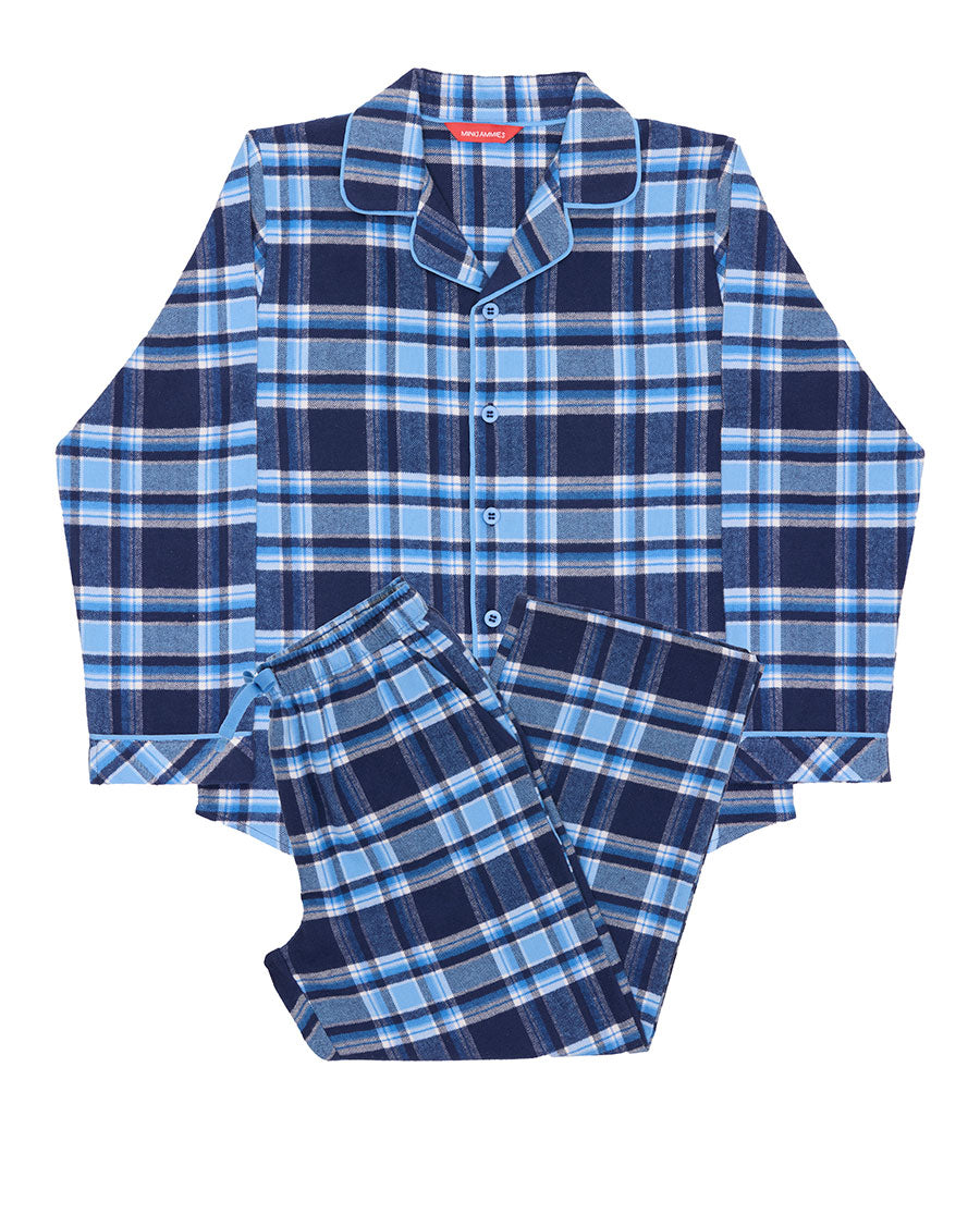 Kids Blue Unisex Brushed Check Pyjama Set
